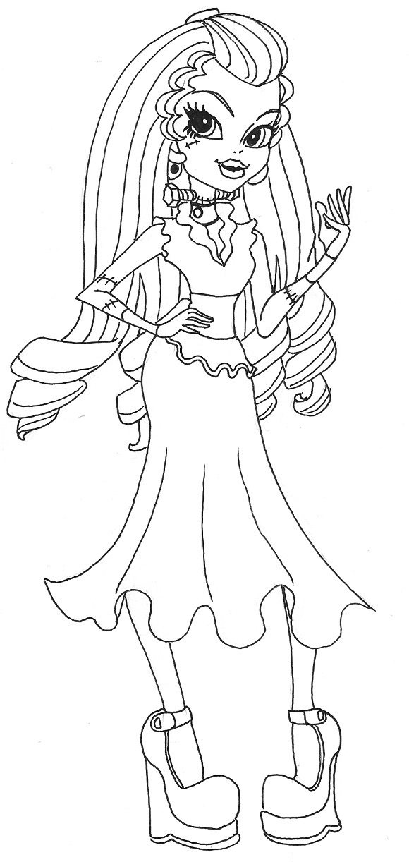 580x1222 Monster High Frankie Stein Coloring Page