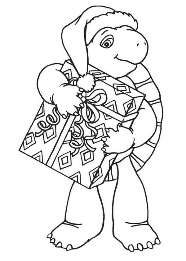 600x840 Franklin The Turtle And Christmas Present Coloring Pages Batch