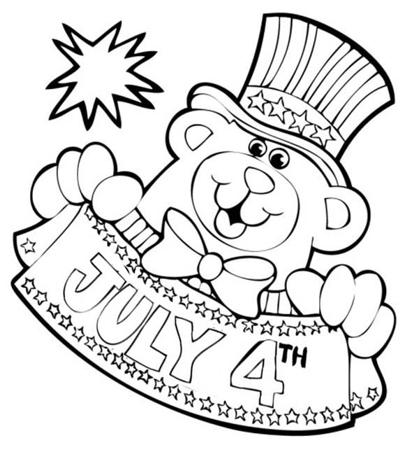 600x666 Bear Mascot For Independence Day Coloring Page