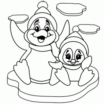 340x340 Penguins Coloring Page