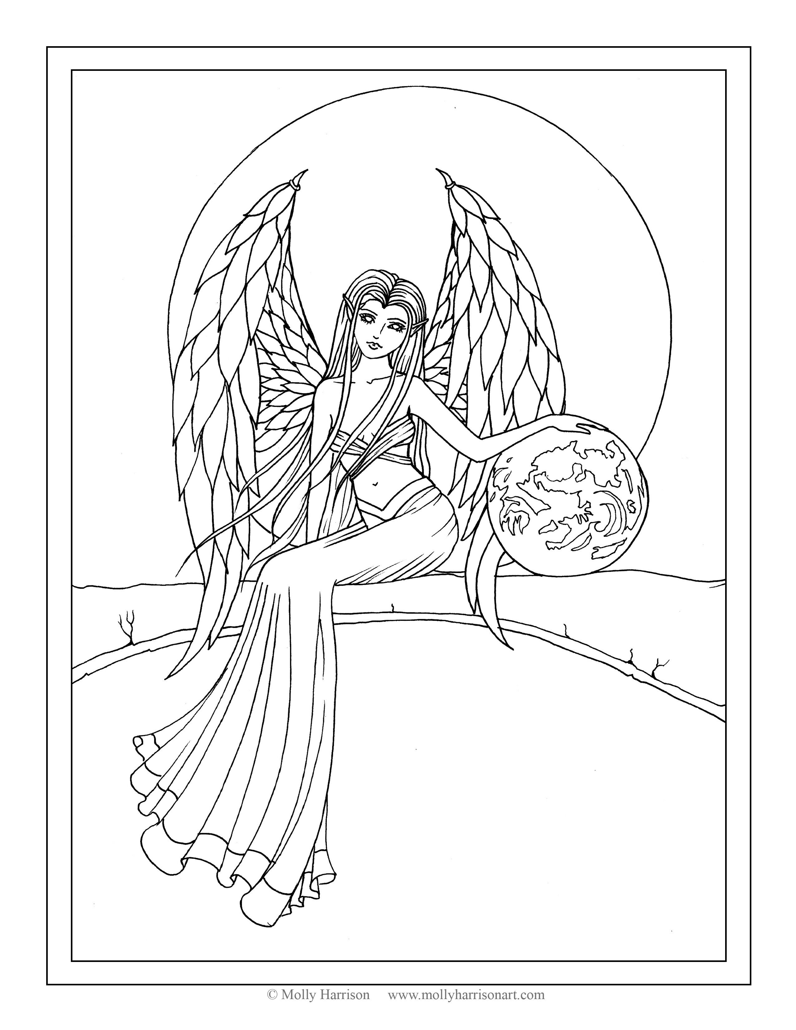 2550x3300 Free Angel Coloring Page