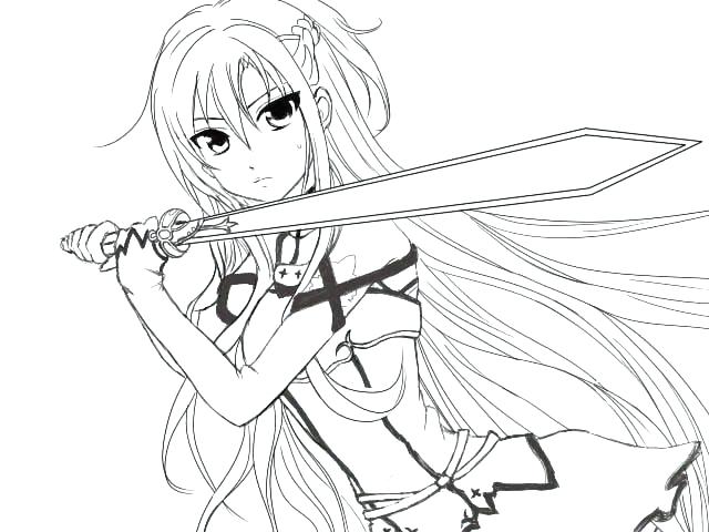 640x480 Sword Art Online Coloring Pages Girl Coloring Pages Free Anime