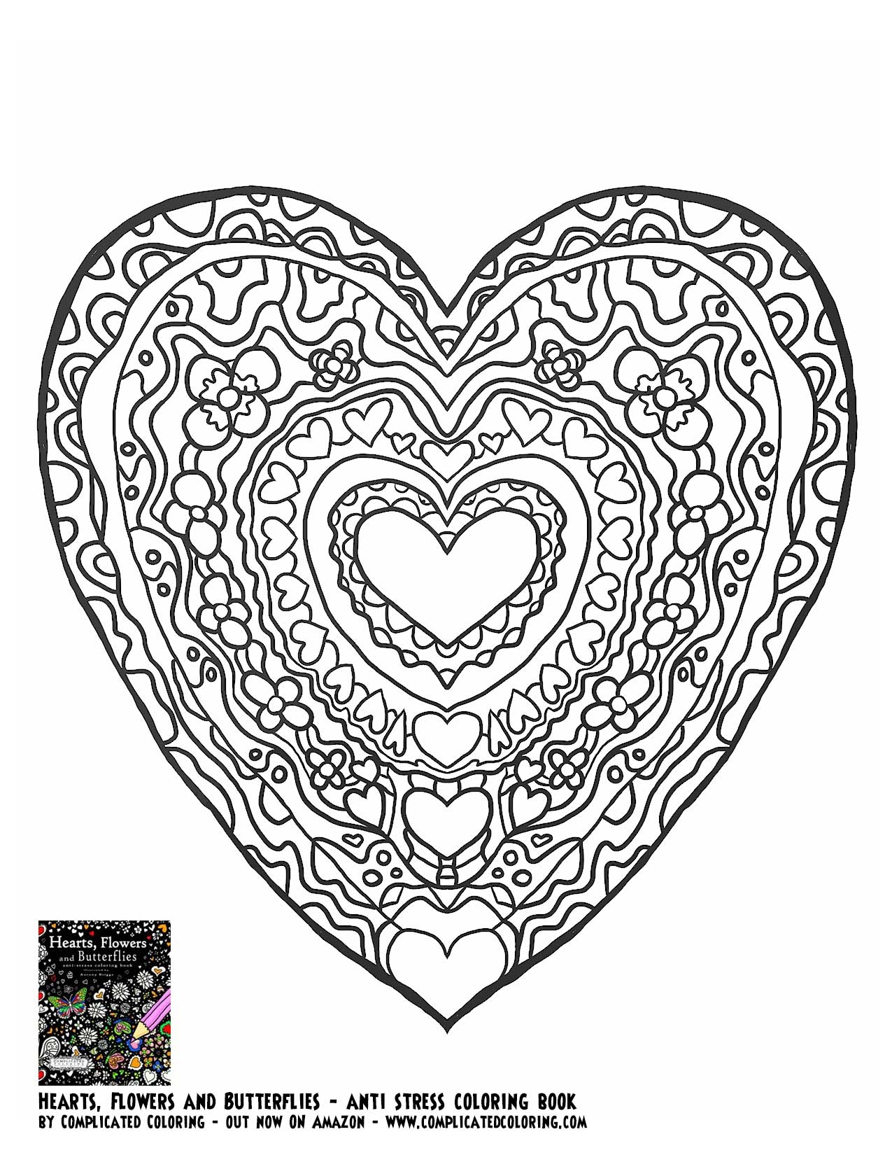 1275x1650 Adult Coloring Pages Butterfly Heart Download