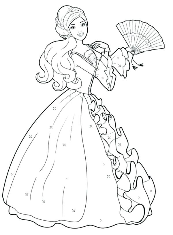 600x816 Barbie Coloring Pages Long Haired Barbie Coloring Pages Barbie
