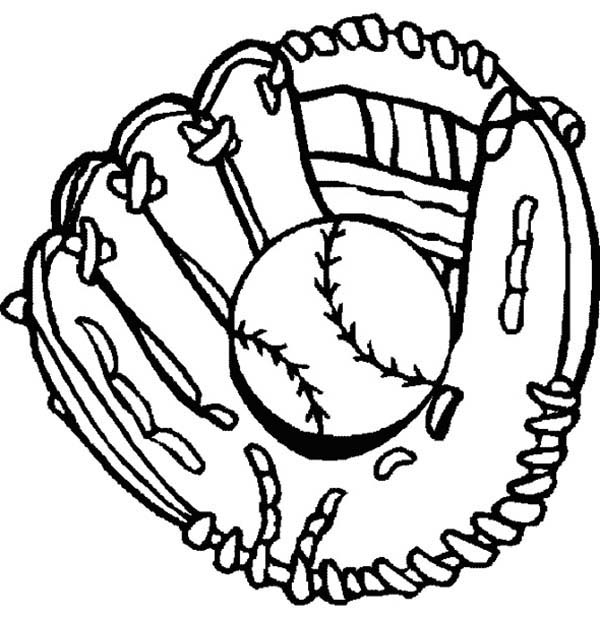 600x618 Glove And Baseball Coloring Page