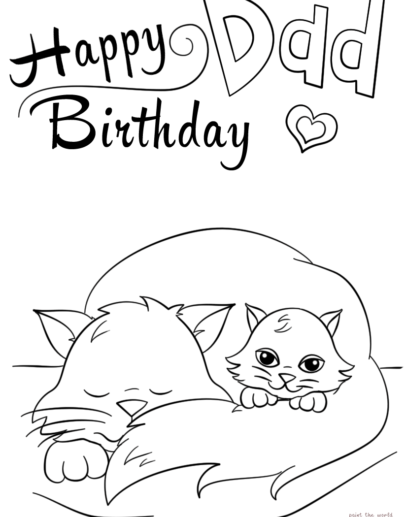 824x1050 Happy Birthday Colorings Free Printable Sheets Daddy Love You Dad
