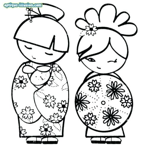 500x500 Kimono Doll Bookmark Coloring Page Printable Coloring Bookmarks