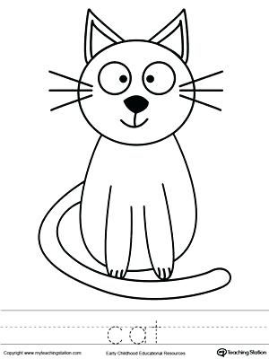 300x400 Cat Coloring Pages Cat Coloring Page And Word Tracing Free Cat