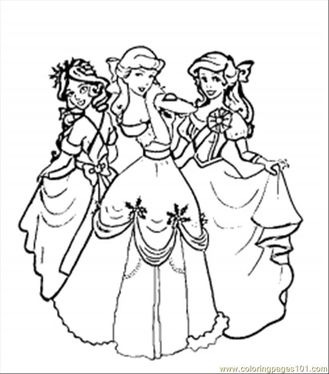 650x738 Christmas Disney Princesses Coloring Page