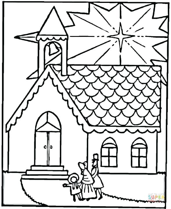 589x720 Church Coloring Page Family Visits Church On Coloring Page Free