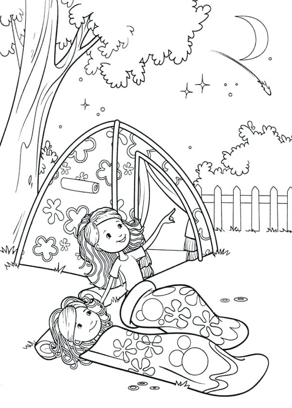 600x840 Camping Coloring Pages Groovy Girls Camping At Backyard Coloring