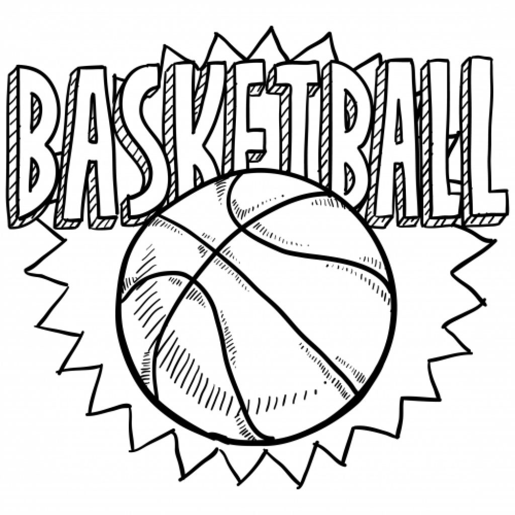 1024x1024 Free Coloring Sheet Of Basketball For Kindergarten Sports