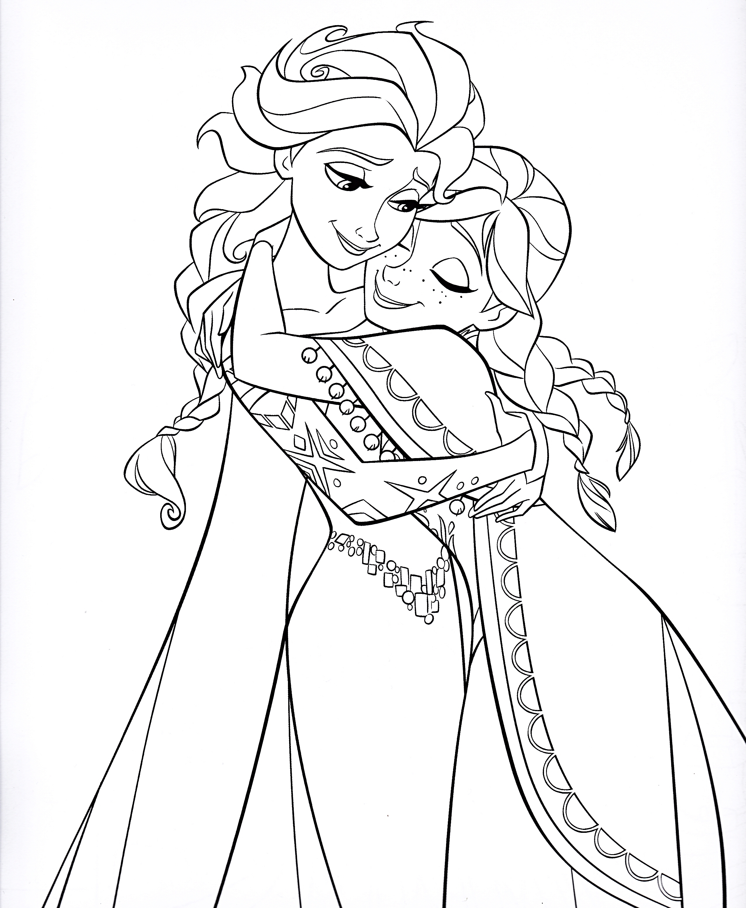 2552x3104 Elsa And Anna Free Coloring Page Disney Frozen Kids Movies