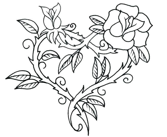 654x539 Coloring Pages Of Flowers Hearts Coloring Pages Flowers