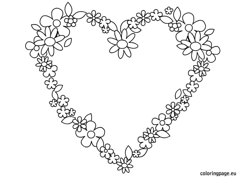 804x595 Flowers And Hearts Coloring Pages And Flowers Coloring Pages