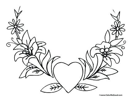 432x324 Coloring Pages Flowers And Hearts Flower And Hearts Coloring Pages