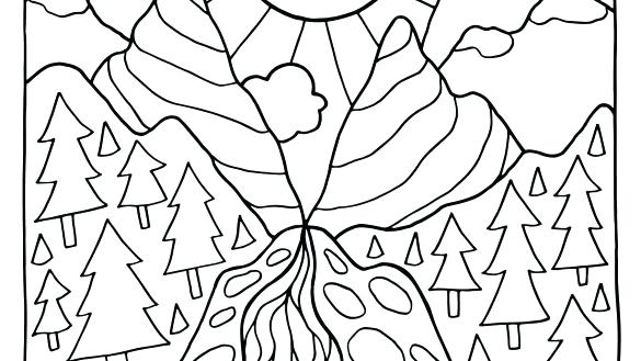 585x329 Colouring Pages Nature Scenes Landscape Coloring Detailed Free