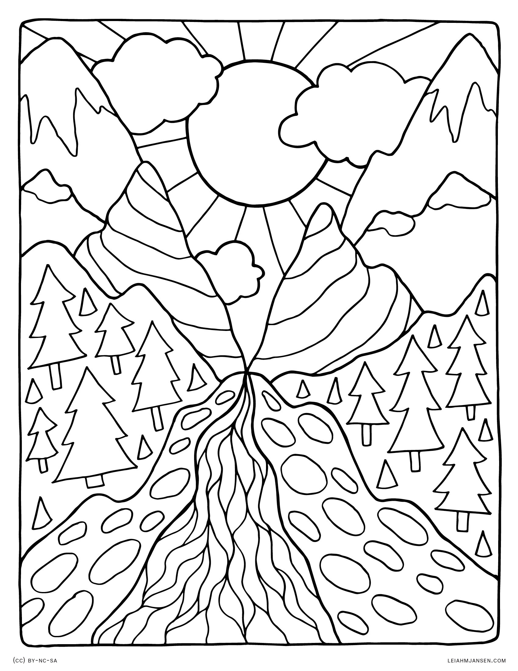 1700x2200 Landscape Coloring Pages Nature Scenes Detailed Free Arilitv Com