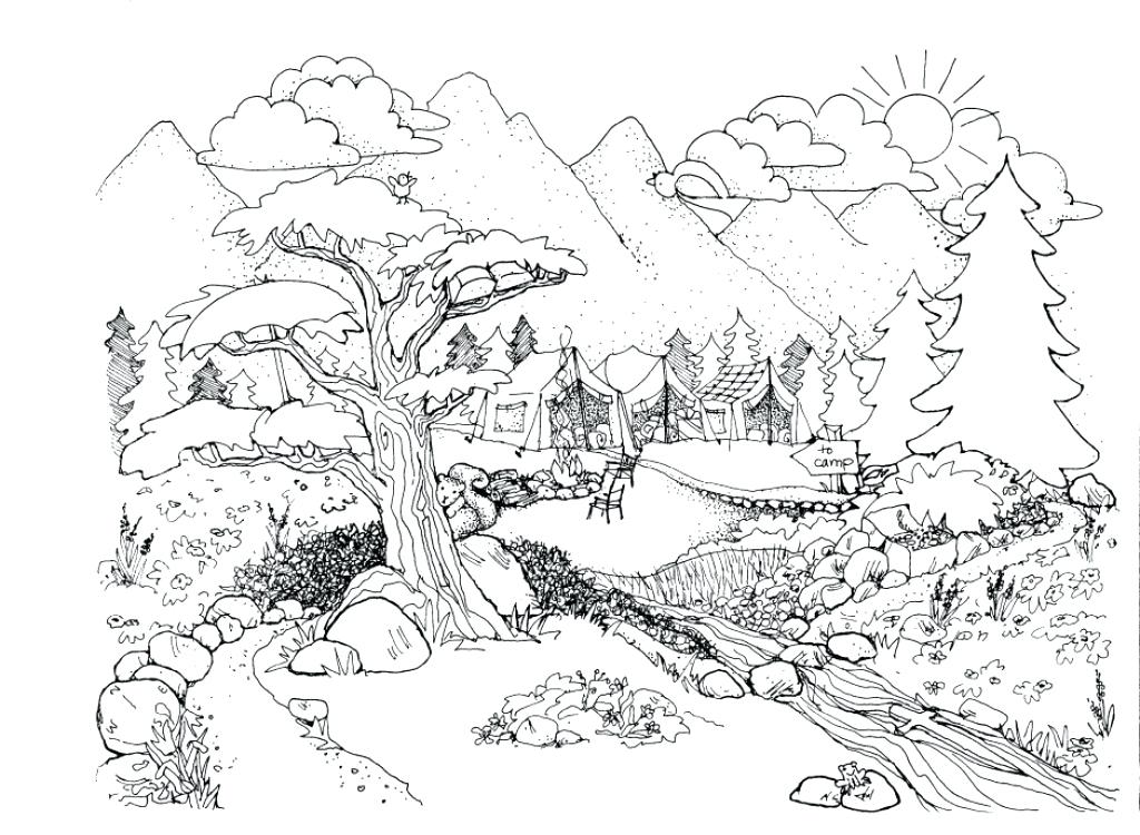 1024x750 Nature Coloring Pages Nature Scene Free Online Nature Coloring
