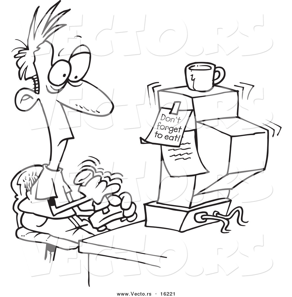 1024x1044 Vector Of A Cartoon Addicted Man Playing Games On A Computer