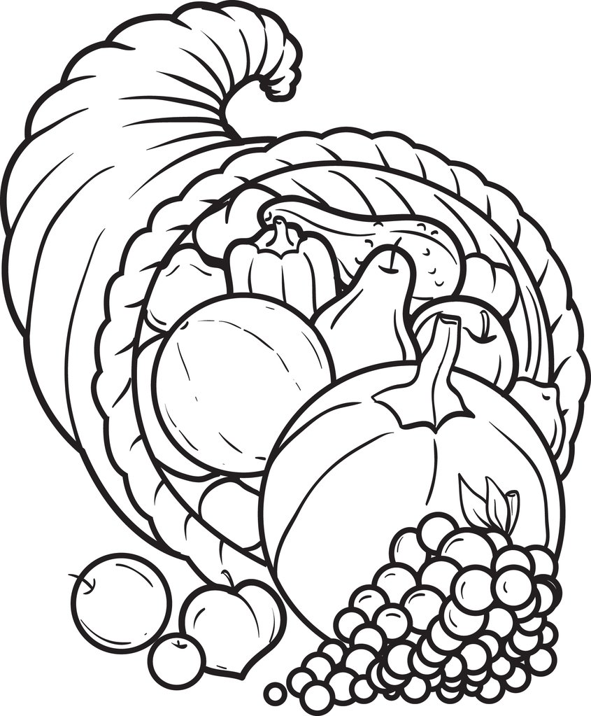 845x1023 Free Printable Cornucopia Coloring Page For Kids