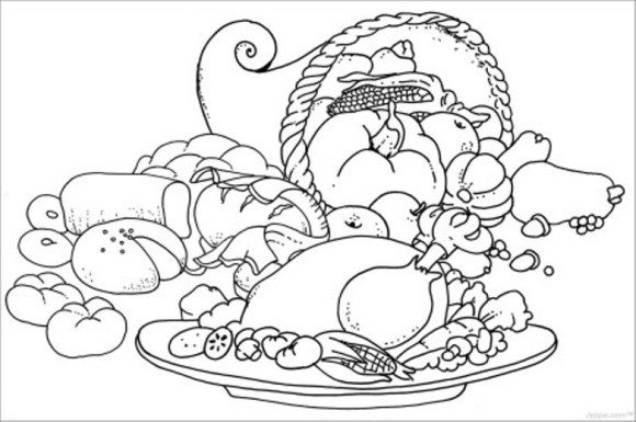 580x385 Free Printable Cornucopia Coloring Pages Cornucopia Coloring Pages