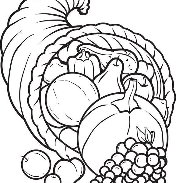 578x600 Interesting Design Cornucopia Coloring Page Free Printable