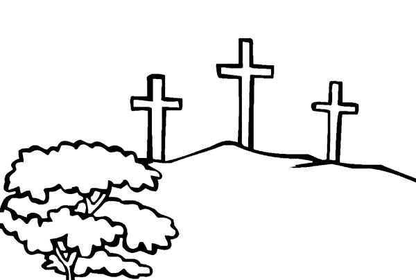 600x404 Three Crosses Coloring Page Jesus On The Cross Bible Coloring