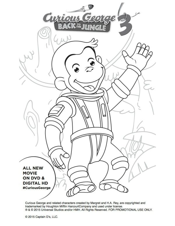 600x776 Free Astronaut Curious George Printable Coloring Page
