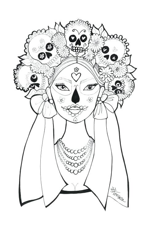 500x750 Dia De Los Muertos Skull Coloring Pages Skull And Day Of The Dead