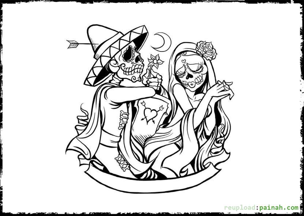 1024x728 Day Of The Dead Coloring Pages