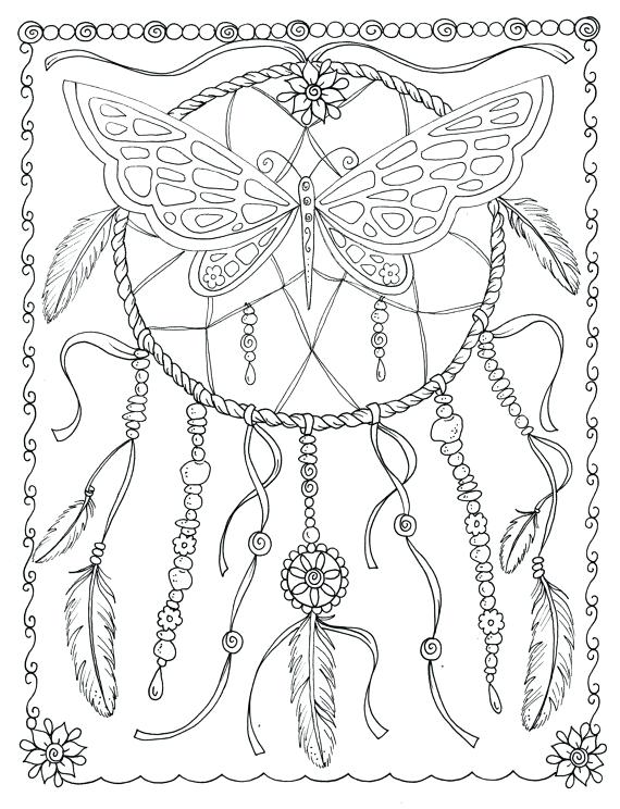 570x744 Dream Catcher Coloring Pages Butterfly Coloring Page Instant