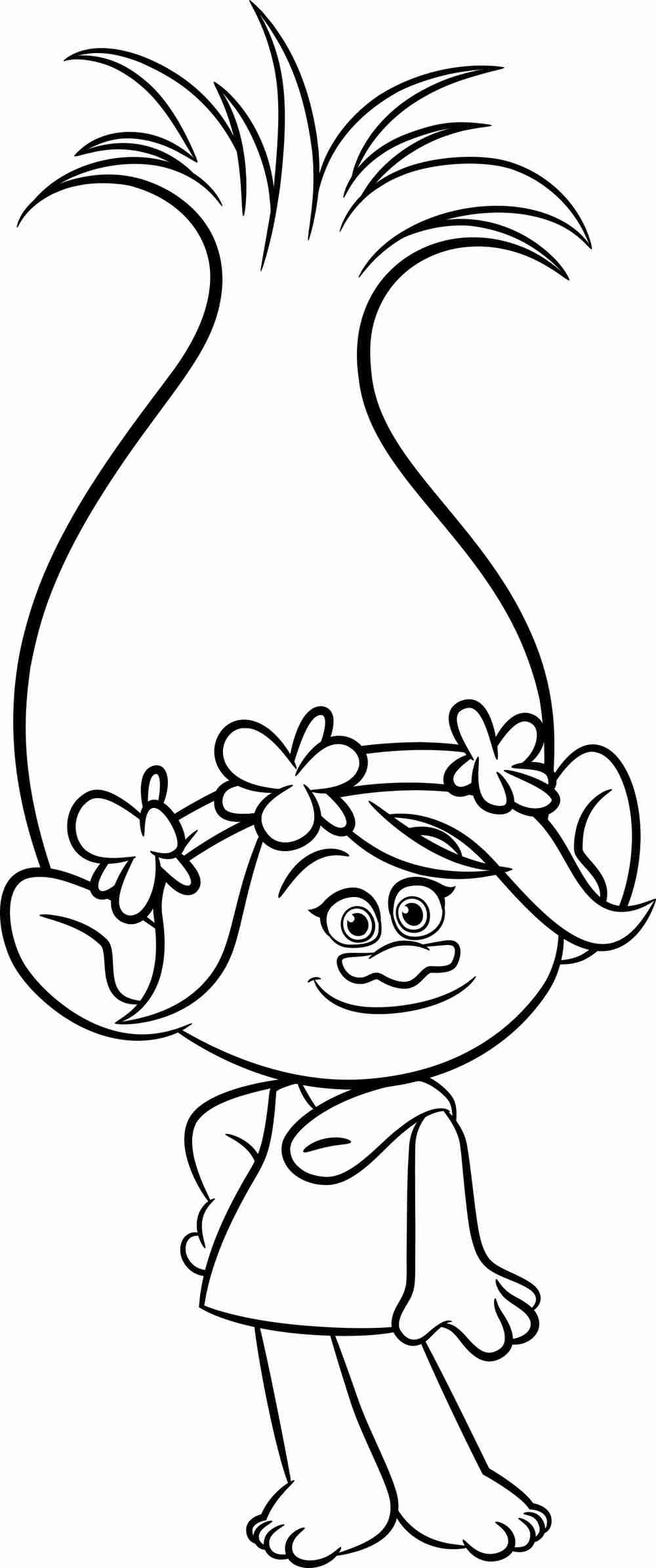 1000x2391 Trolls Poppy Troll Coloring Page Free Pages Online Remarkable