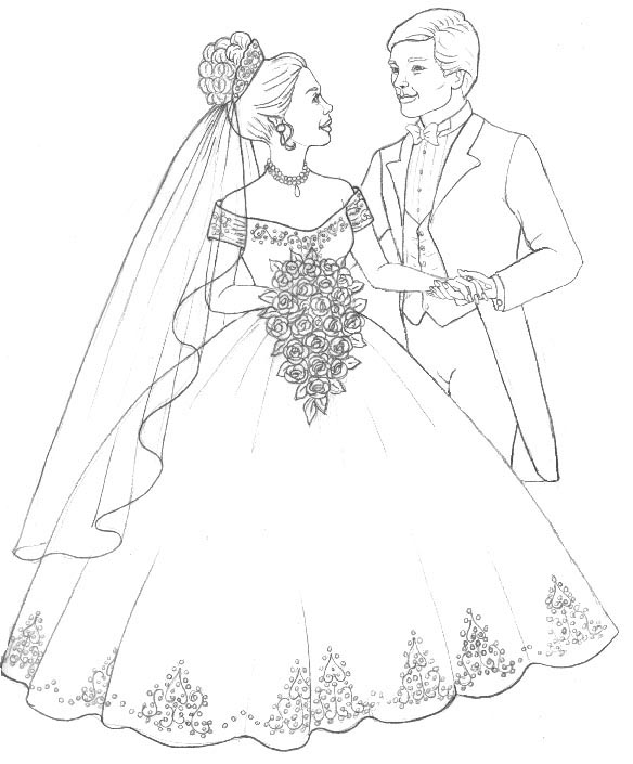 584x705 Nice Wedding Dress Coloring Pages