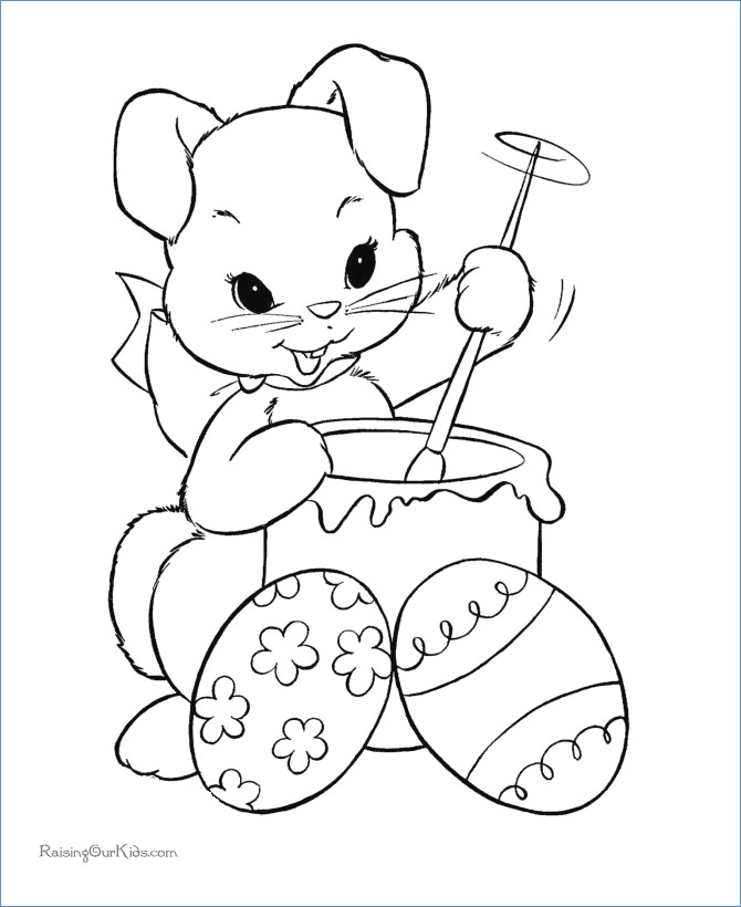 670x820 Cute Little Girl With Easter Egg And Easter Bunny Coloring Pages