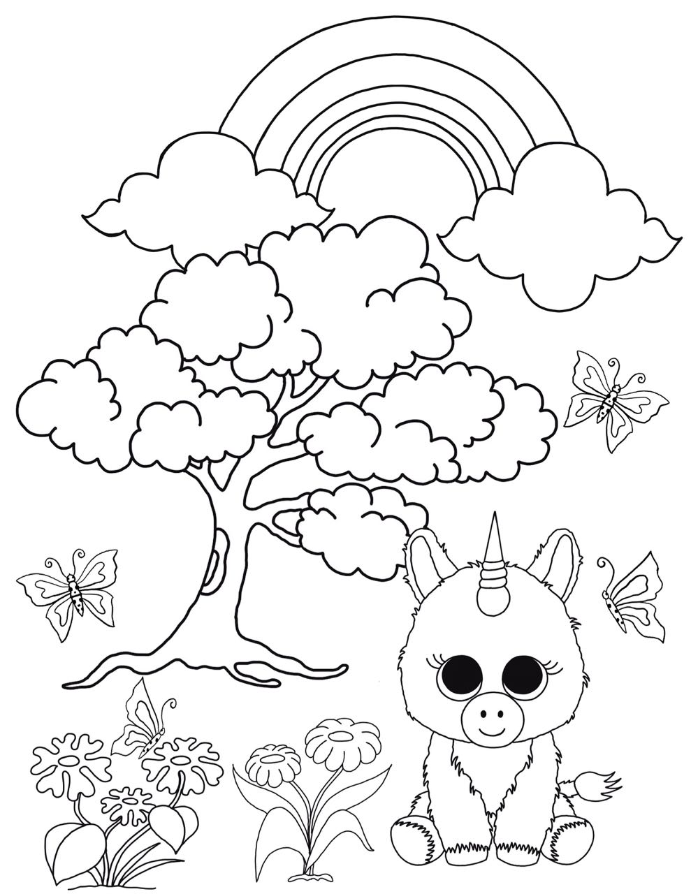 989x1280 Beanie Boo Coloring Pages Unicorn In The Enchanted Forest Free