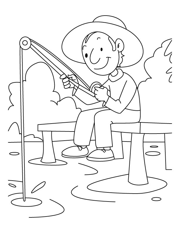 612x792 Fishing Pictures To Color A Boy Is Fishing Coloring Pages Download