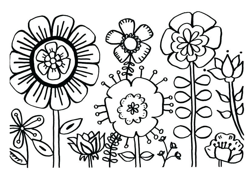 827x609 Flowers Coloring Page