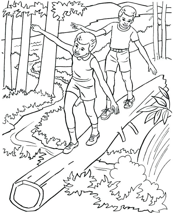 596x730 Forest Coloring Pages Camping In The Woods Forest Coloring Page