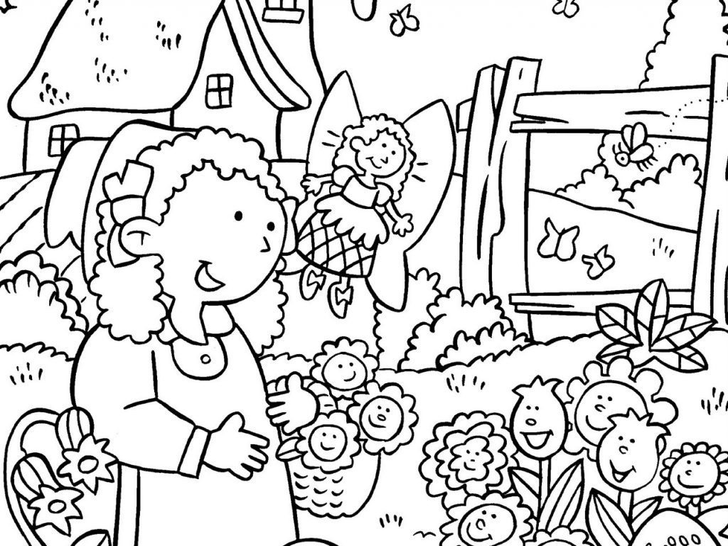 1024x768 Stunning Garden Coloring Pages Kids Gardening Free Colouring