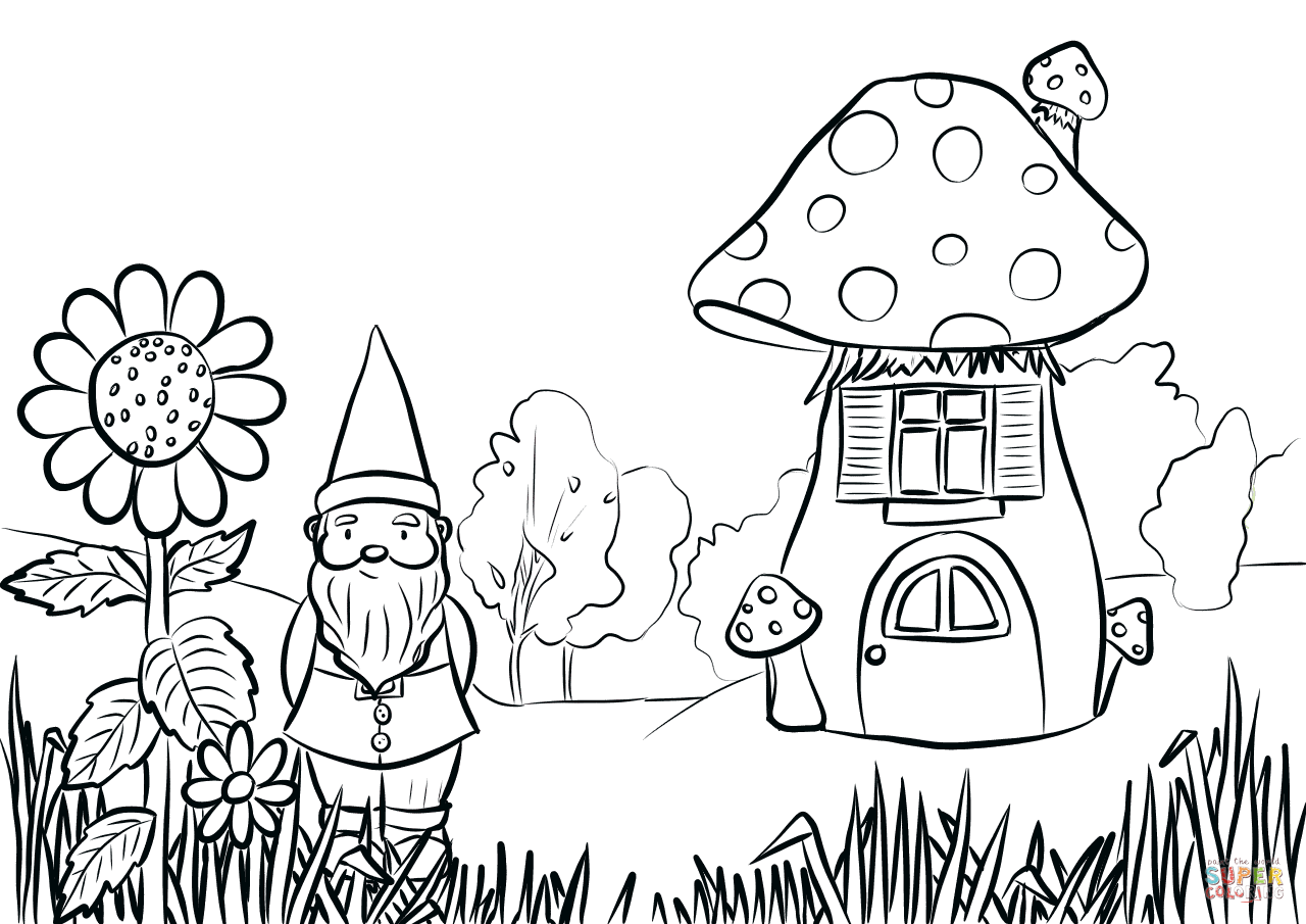 1280x905 Gnome In The Garden Coloring Page Free Printable Coloring Pages