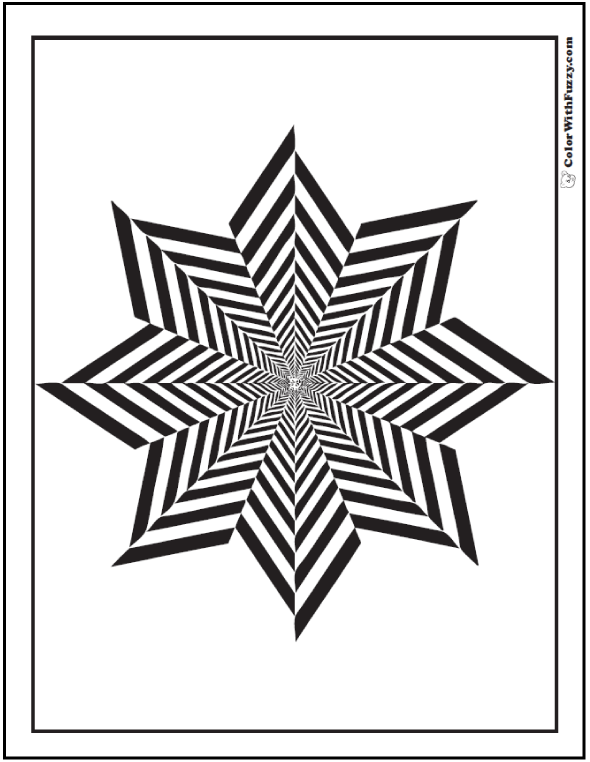 590x762 Free Geometric Coloring Sheet Striped Eight Point Star