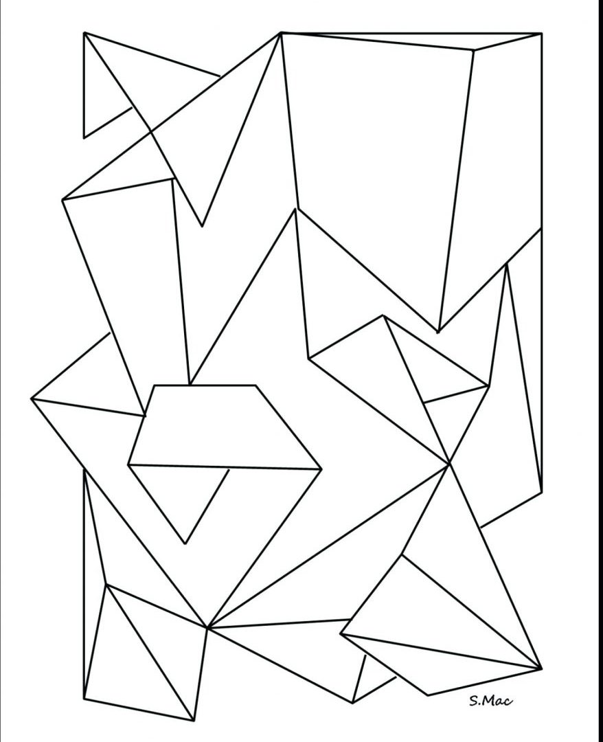 878x1080 Easy Geometric Colorings Coloring Page Printable For Adults Pages