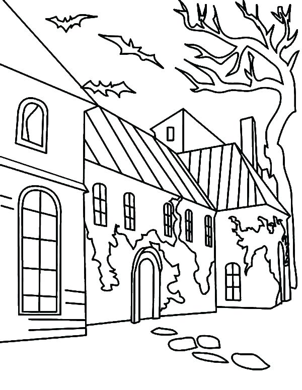 600x775 Haunted House Coloring Pages To Print