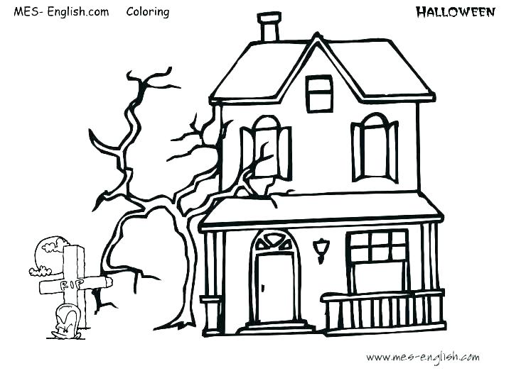 740x540 Haunted House Halloween Color Pages To Printable