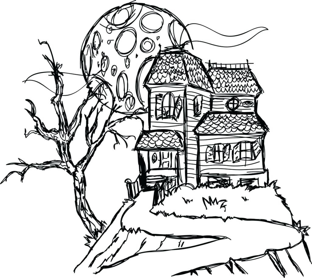 1024x913 Fresh Coloring Halloween House Coloring Pages Free Coloring
