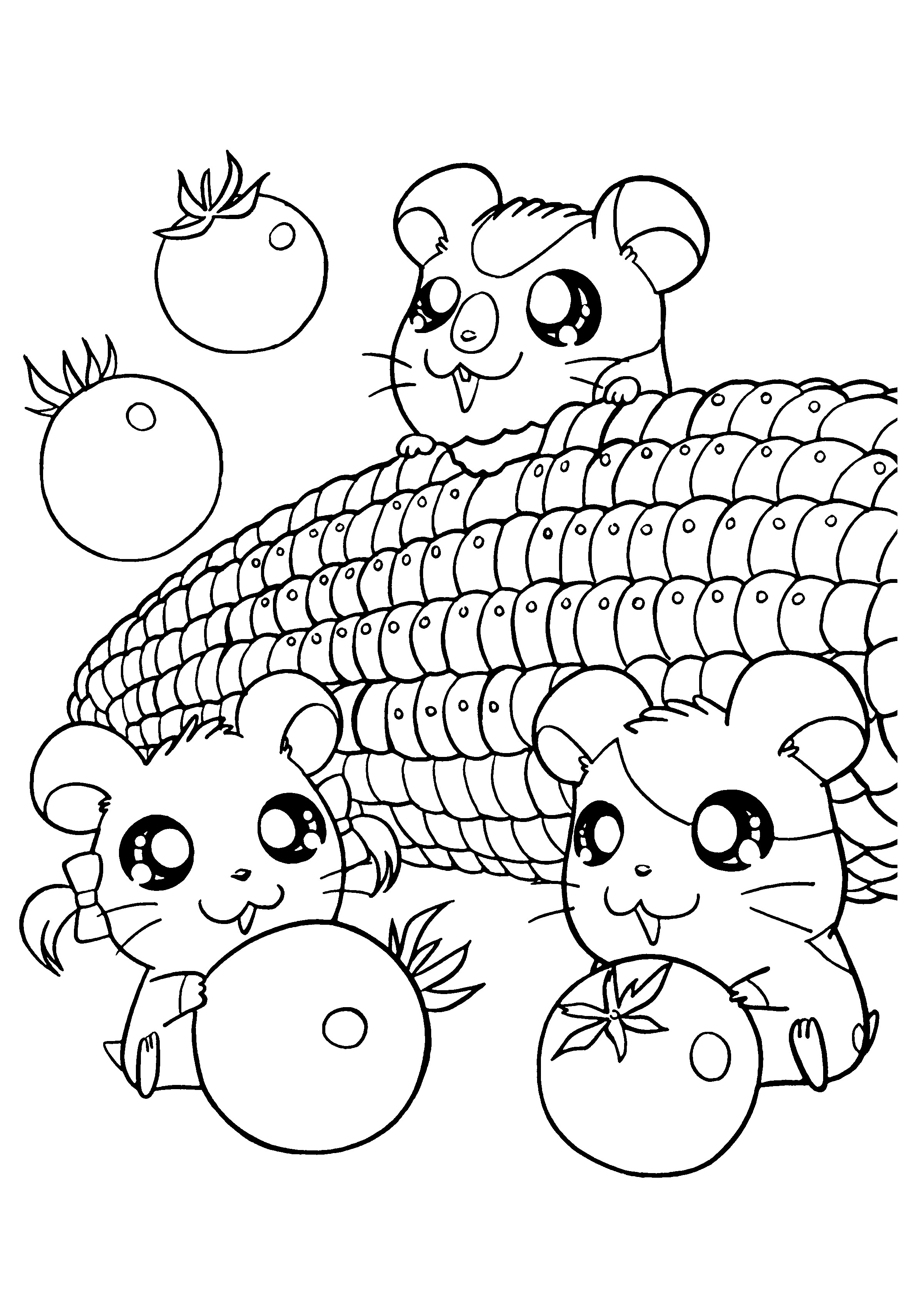2400x3400 Hamster Hamtaro Anime Coloring Pages For Kids Fresh Cute Hamster