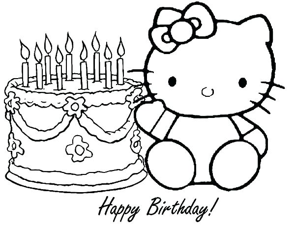 600x464 Hello Kitty Birthday Coloring Page Hello Kitty Happy Birthday