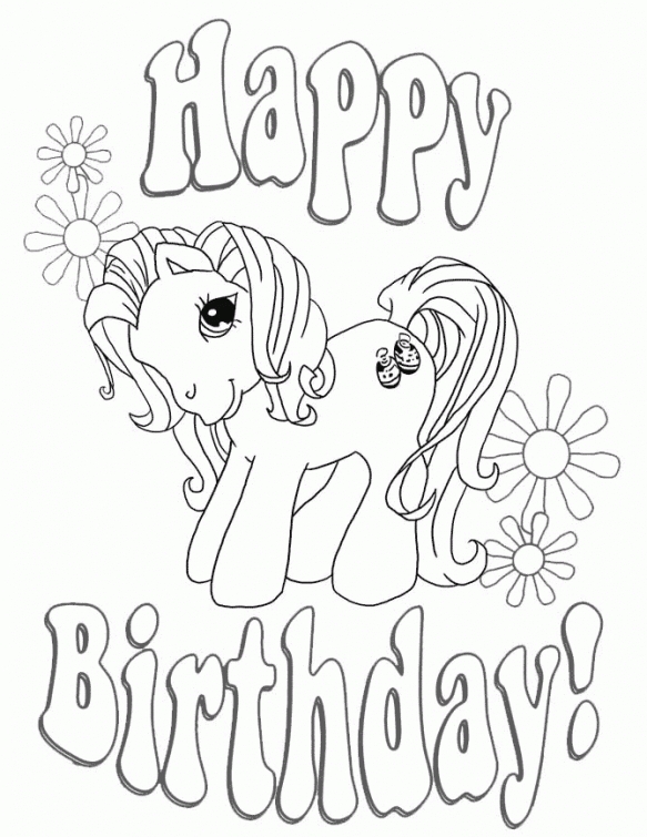 583x755 My Little Pony Happy Birthday Coloring Page
