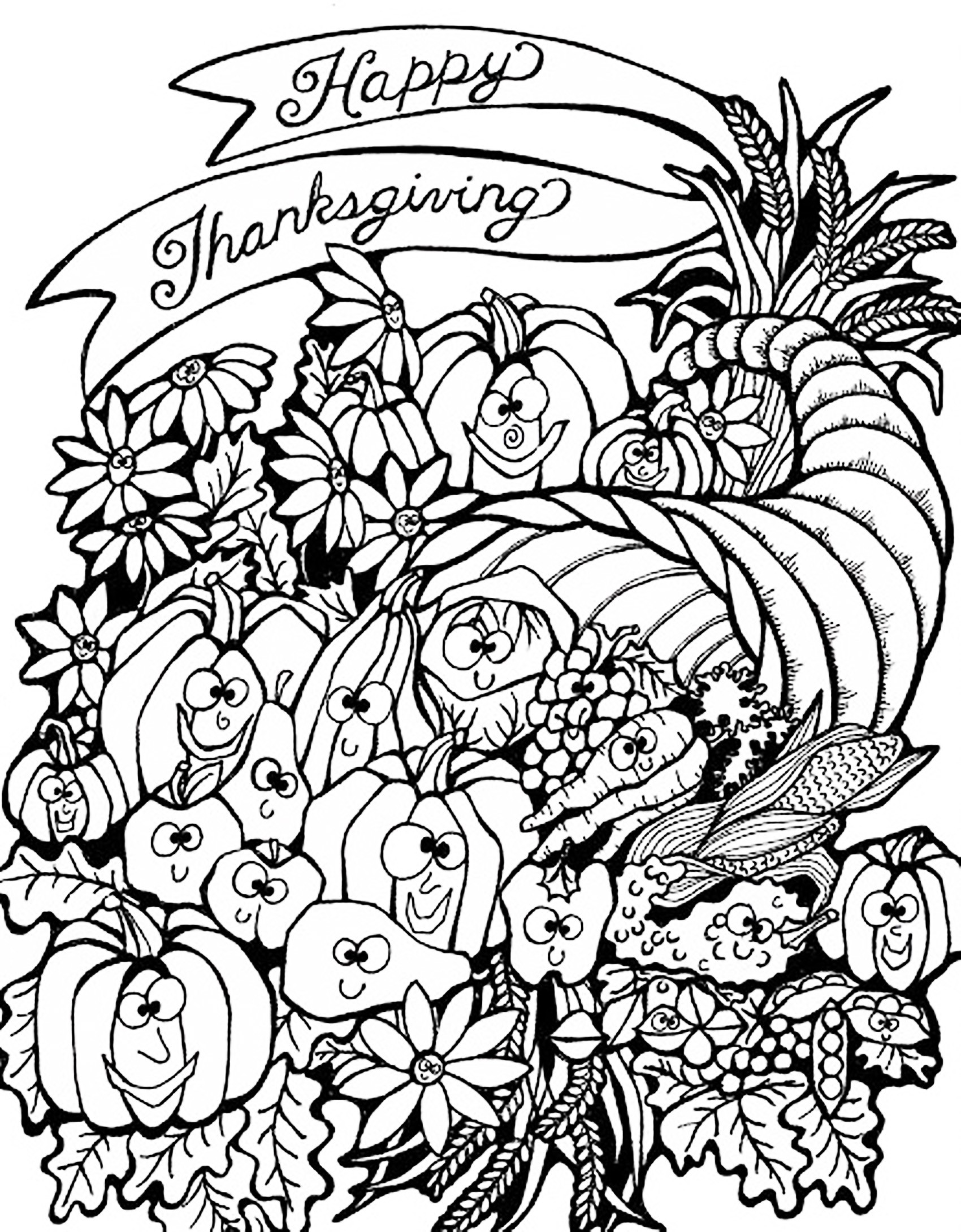 1700x2180 Free Printable Cornucopia Coloring Pages